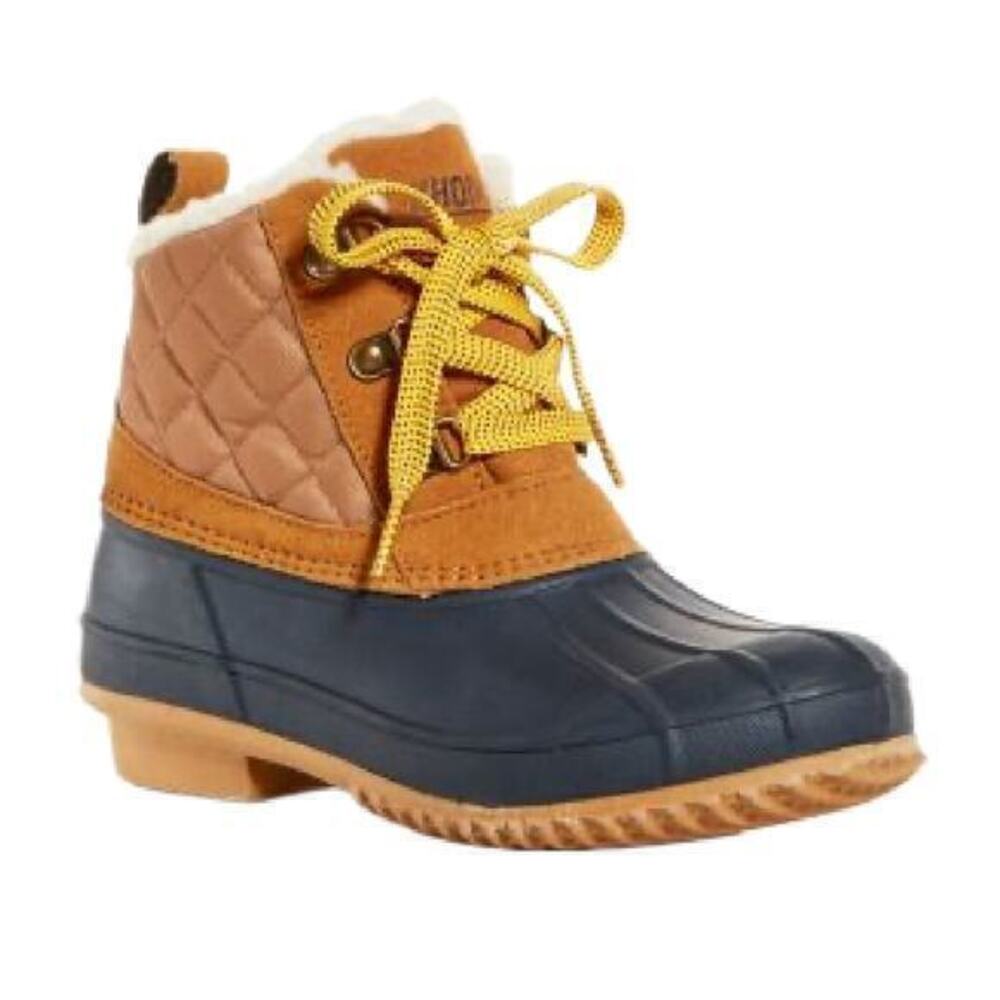 Khombu Dixie Cold Weather Faux Fur Lined Winter Boots Tan Navy Size 6